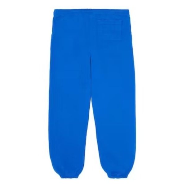 Blue TC sweatpants with Sp5der branding.